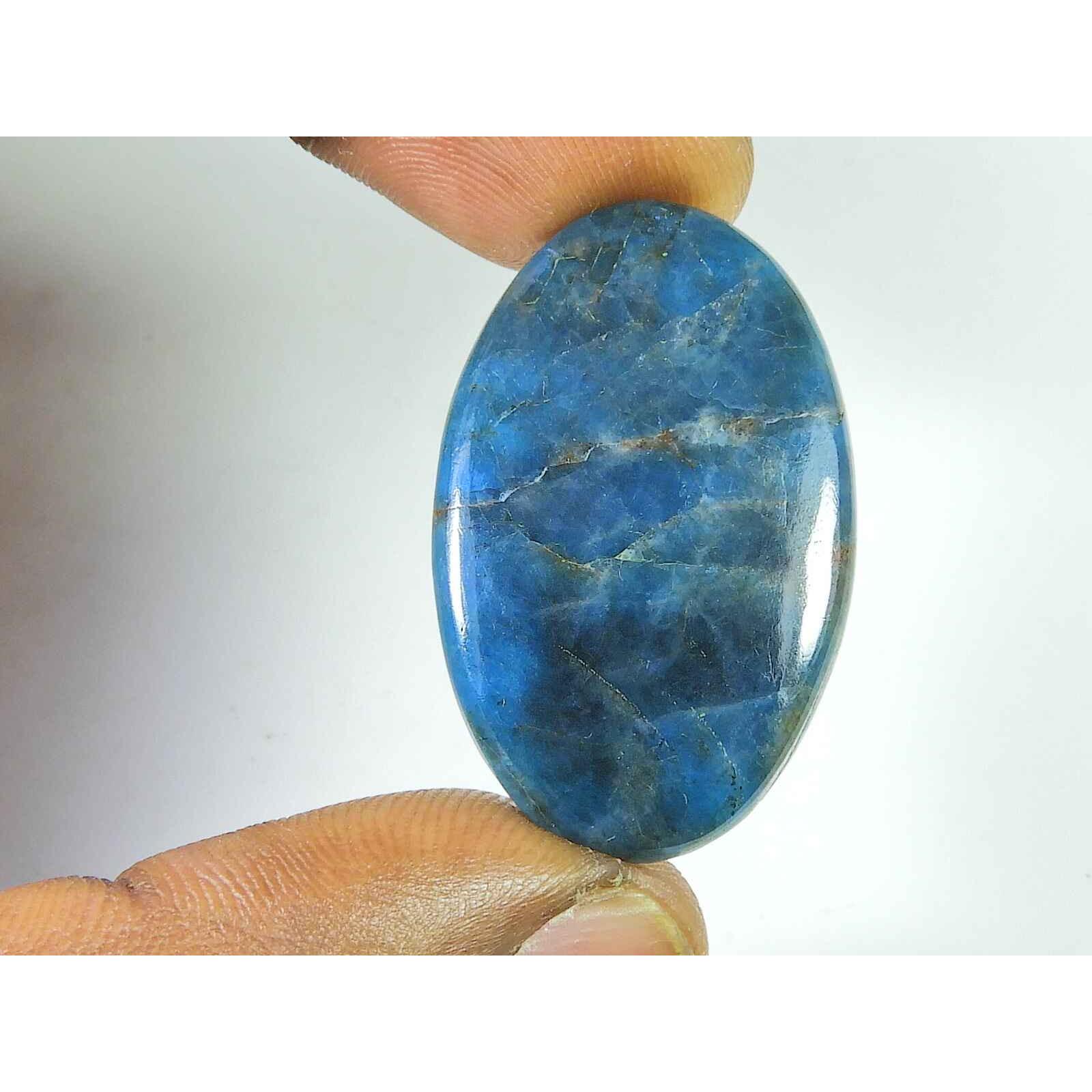 

44Cts Genuine Neon Blue Apatite Oval Crystal Cabochon Loose Gemstone 23X36MM SK-2115