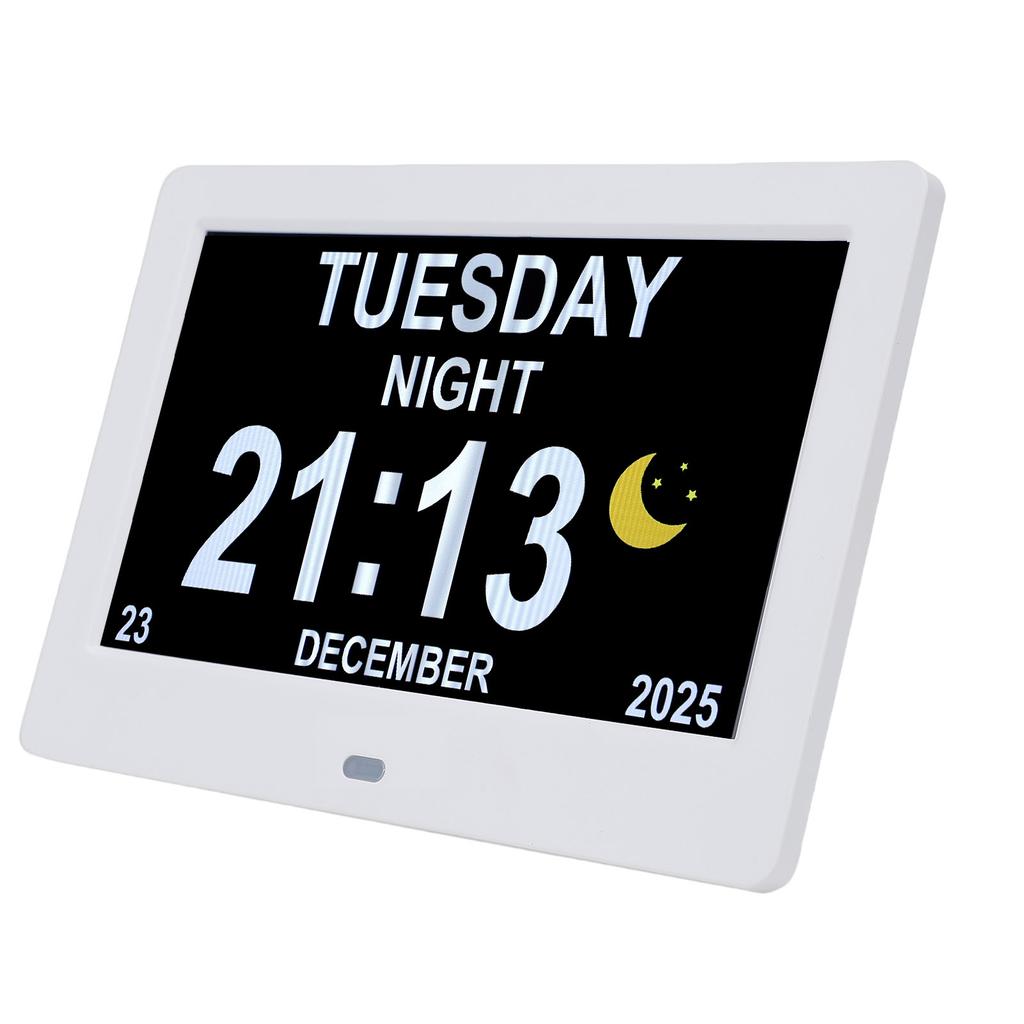 Digital Calendar Clock 7in Large Display Date Time with Reminders Day Night Dimmable Key Remote Control