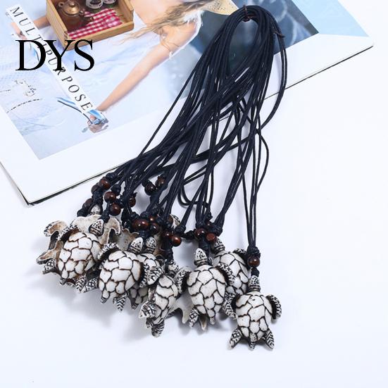 Vintage Men Resin Turtle Pendant Adjustable Rope Chain Necklace Jewelry Gift