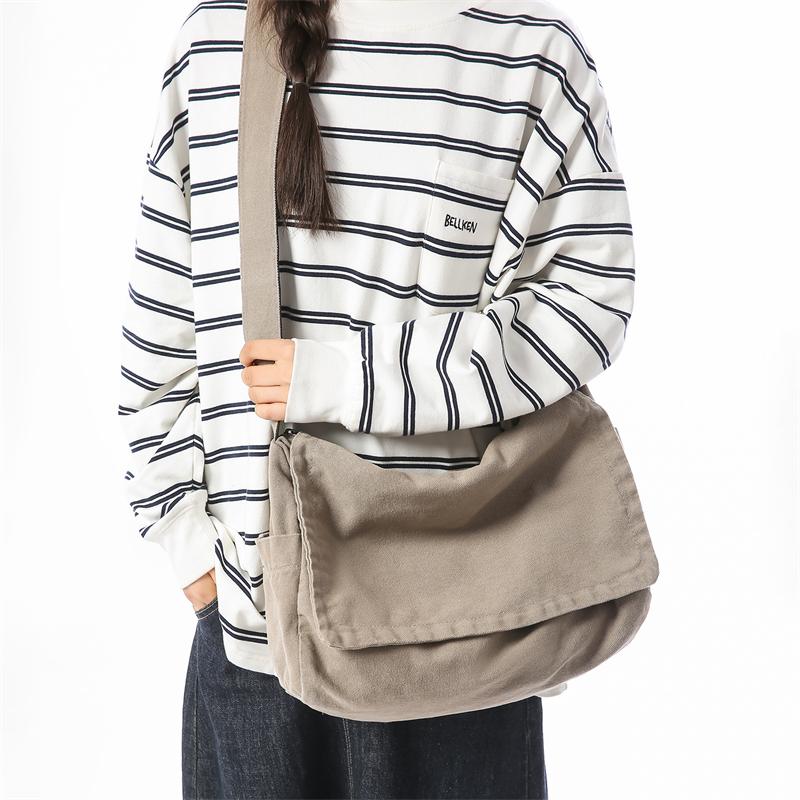 Canvas Bag Unisex Crossbody Bag Student Class Shoulder Messenger Bag