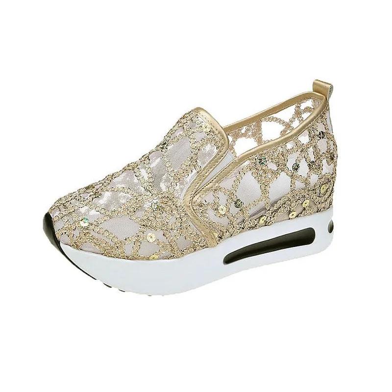 

Женские летние мокасины на роскошной платформе, вулканизированные теннисные кроссовки для женщин, тенденции 2024 года, удобная модная обувь для активного отдыха 42 золотистый