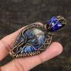 Natural Sodalite, Lapis Gemstone Handmade Copper Wire Wrap Pendant 3.27" b9G84