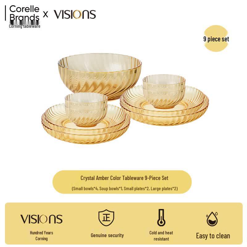 Corning VISIONS Amber Glass 9-Piece Dinnerware Set