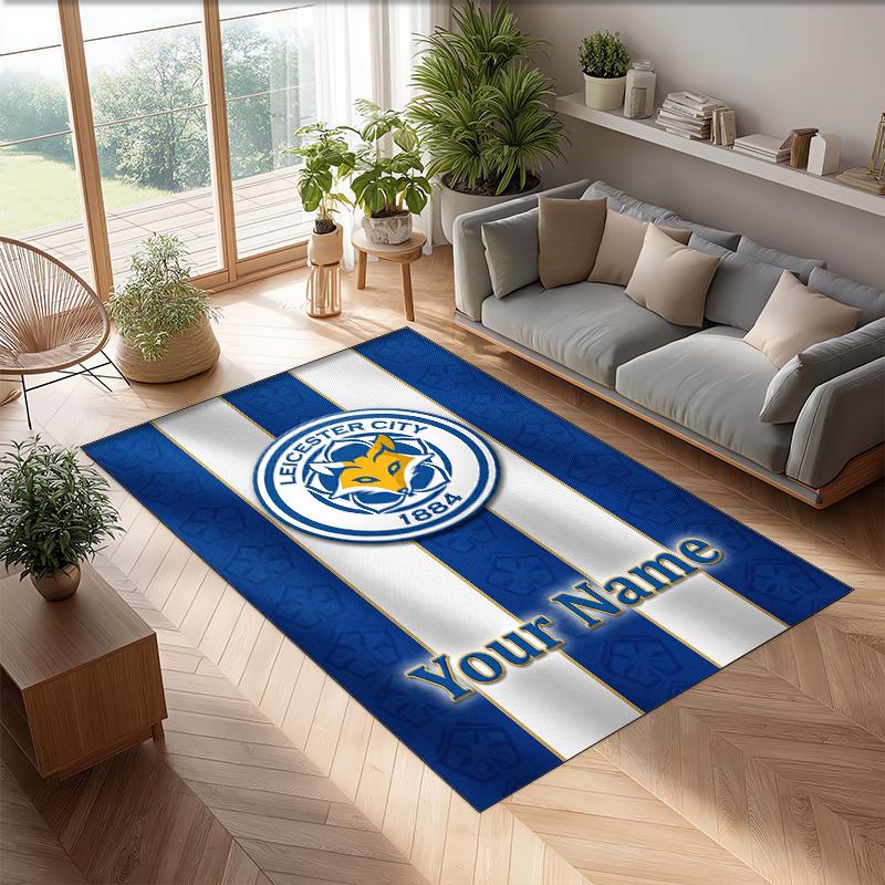 Leicester City Bedruckter Kristall-Samt-Teppich Rutschfester Kristall-Samt-Teppich für Sofa, Schlafzimmer, Innenbereich, Heimdekoration