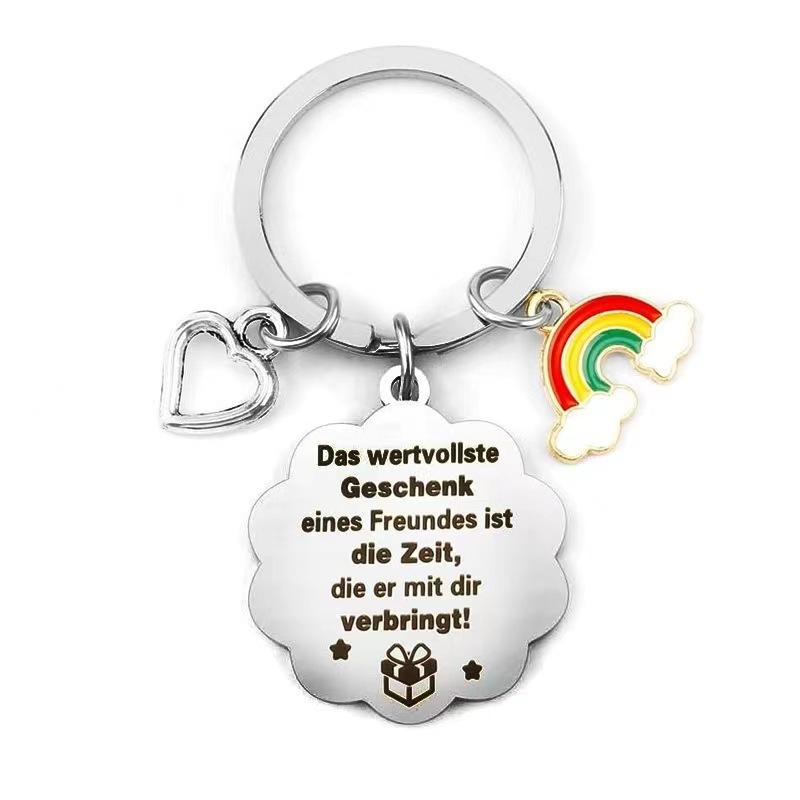

Grateful Gift for Relatives and Friends Stainless Steel Keychain Four Leaf Clover Rainbow Stainless Steel Keychain for Backpack Bag Pendant 3*3CM