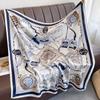 Lightweight 90x90cm Square Scarf Women Navy Style Sun Protection Silk-Like Feel Wear Chic Versatile Accessory