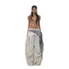 Women's American Street Grey Wide-Leg Scimitar Pants - Spring 2025 Sporty Casual Design