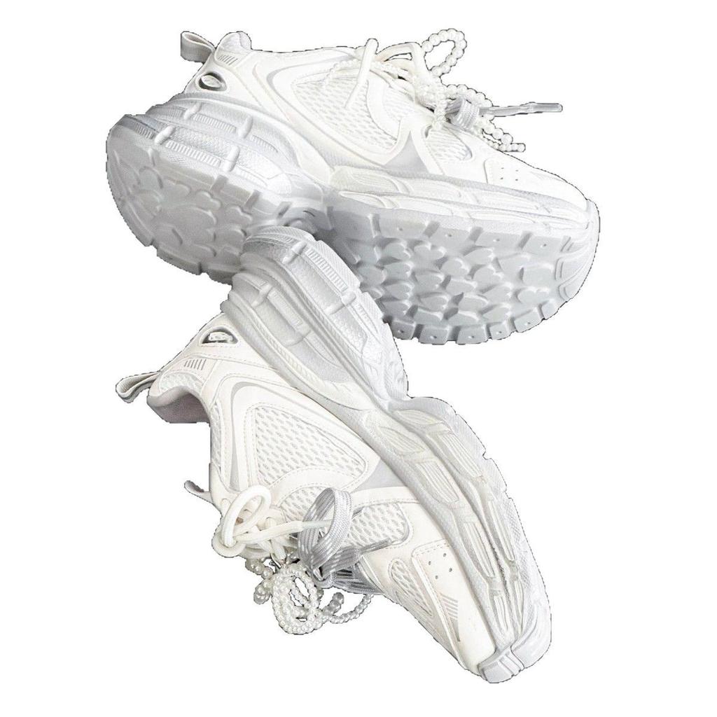 Thick-soled Beaded Fashion Dad Shoes for Women 2025 Popular Spring New Versatile Net Breathable Surface Sports and Leisure Shoes Tide