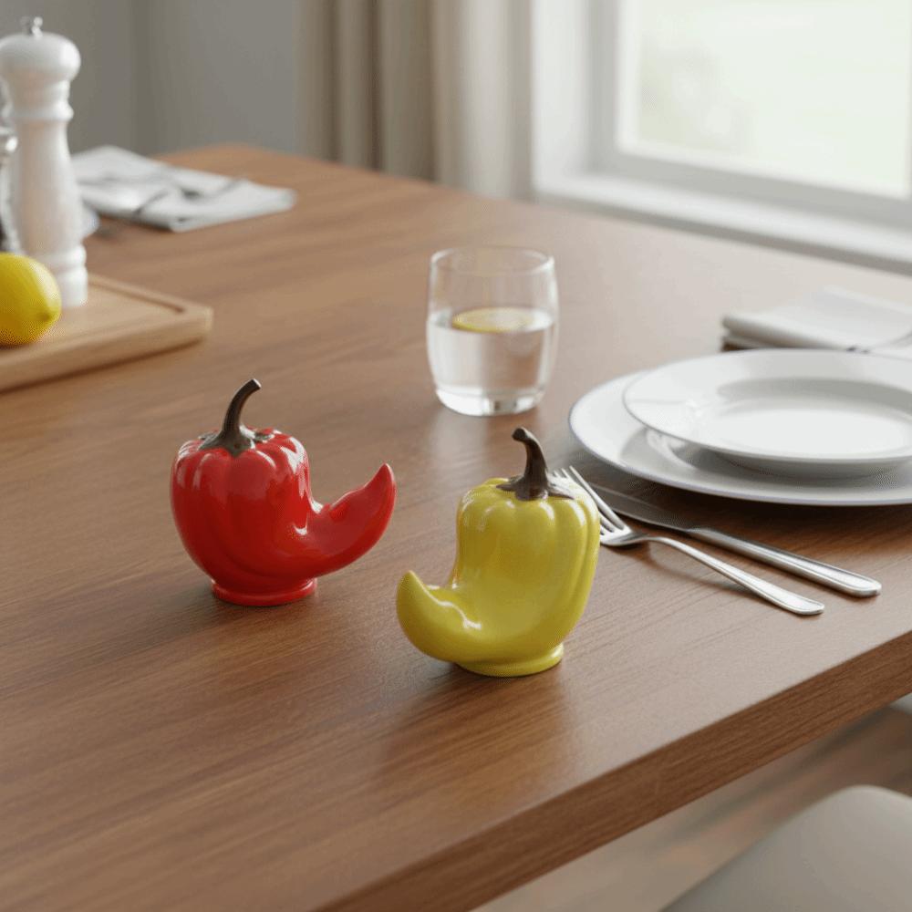 Ceramic Lantern Chili Toothpick Box Vegetable Shapes Thickened Chili Toothpick Case Chili Cotton Swab Desk Toothpick Holder