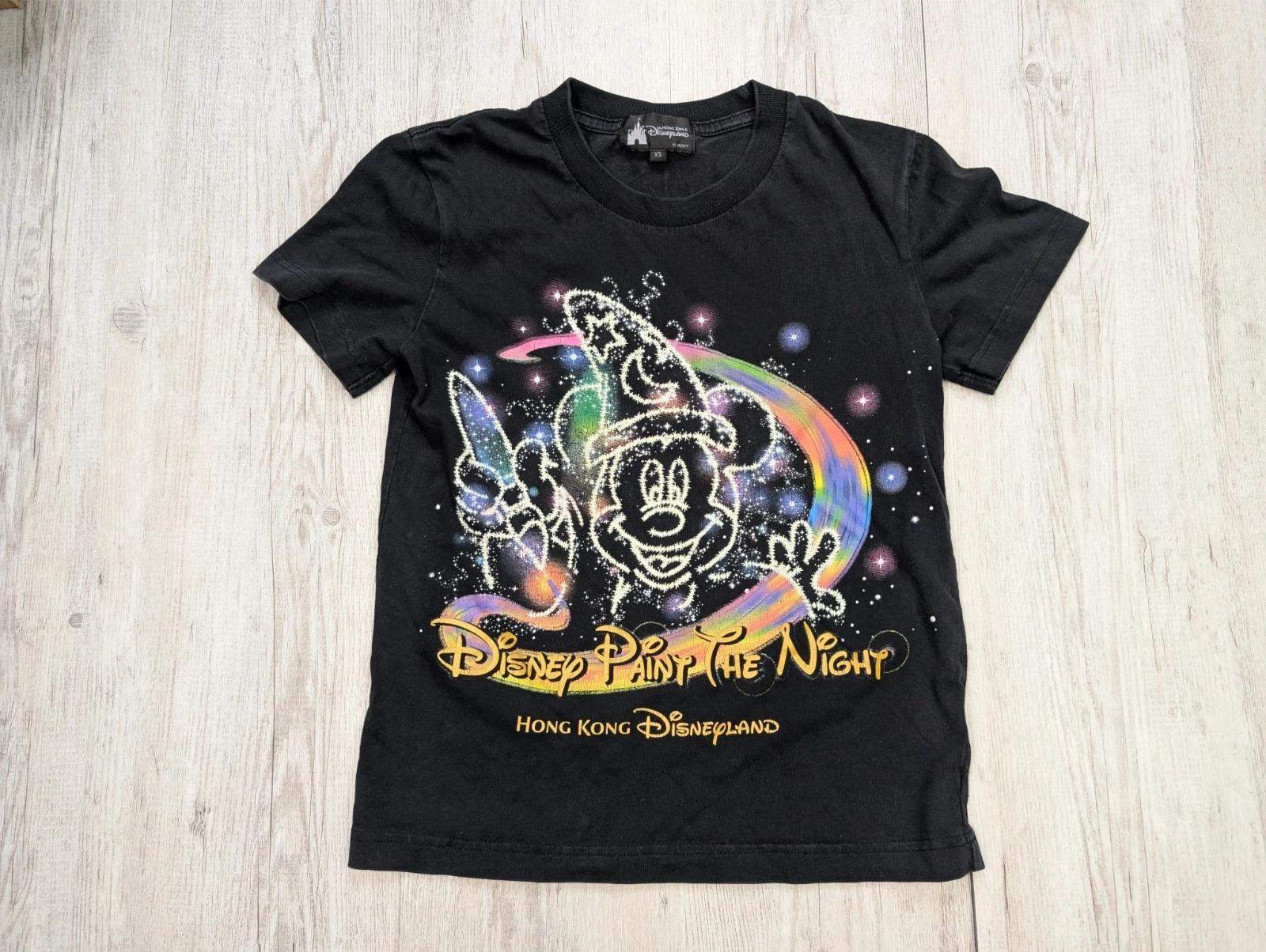 

Hong Kong Disneyland Paint The Night Mickey 100% Cotton T-shirt Mens Tees Top XS Black Glow in the Dark 2XL