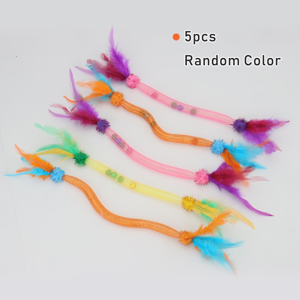 Feather Elastic Net Cat Toy Plush Ball Kitten Interactive Scratching Mint Ball Toys Pet Supplies