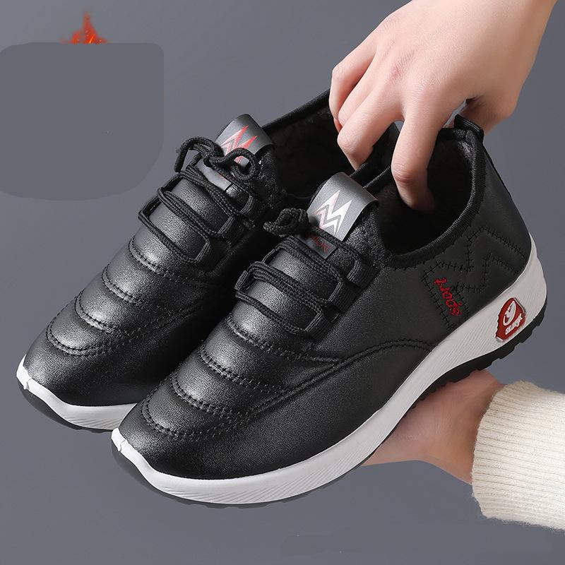 

Мужская и женская плюшевая и толстая водонепроницаемая и износостойкая спортивная хлопковая обувь 36 чёрный