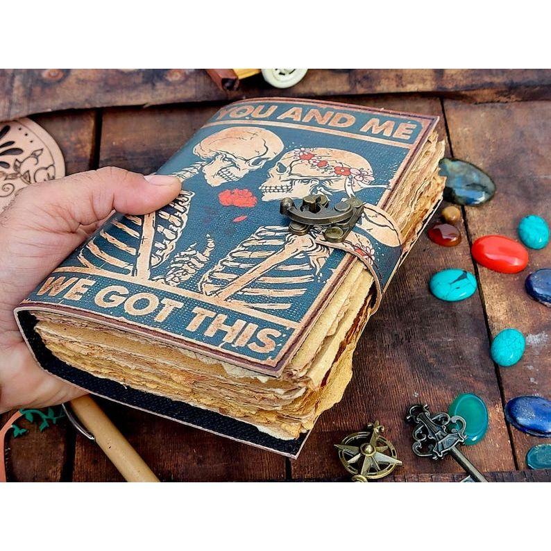 Handmade Leather Skull Lover journal Wiccan Pagan journal grimoire book of shadows For men women Traveling Sketchbook birthday gift