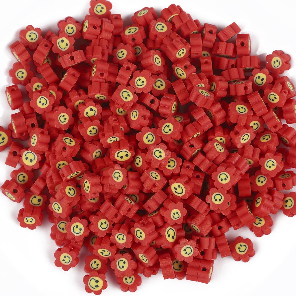 30 Stücke Plum Bossom Lächeln Perlen Polymer Clay Perlen Für DIY Schmuck Machen Halskette Armband Finden