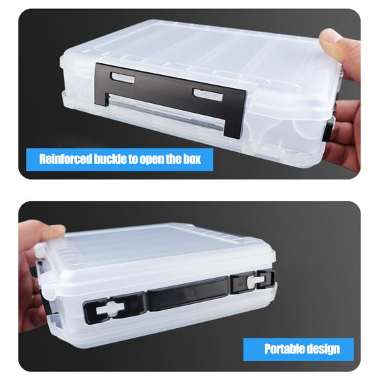 10/14/16 Grids Takle Box Fiske lokkebeholder med håndtak Gjennomsiktig design Multi-rom Kompakt størrelse bærbar fiskeagn oppbevaringsveske