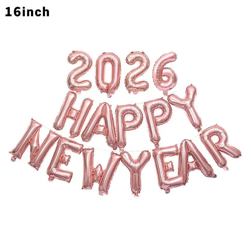 3 Sets 16 Inch Crown 2026 Number Aluminum Foil Balloon For Christmas New Year Decoration Festive Party Supplies Christmas Decor