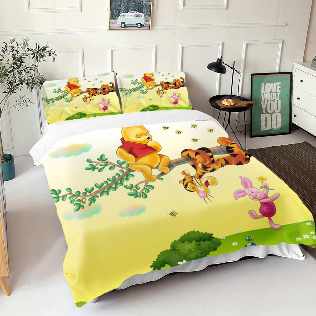 Winnie The Pooh Bear Bedding Set Duvet Cover Queen With Pillowcase 3d Children'S Bedding Set Universal Suitable For Children