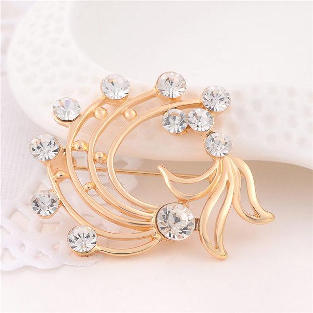 Hesiod Delicate Crystal Stone Rhinestone Pin Brooch Banquet Jewelry Simulated Pearl Goldfish Brooches Pins Wedding Occasion Party Event Wedding
