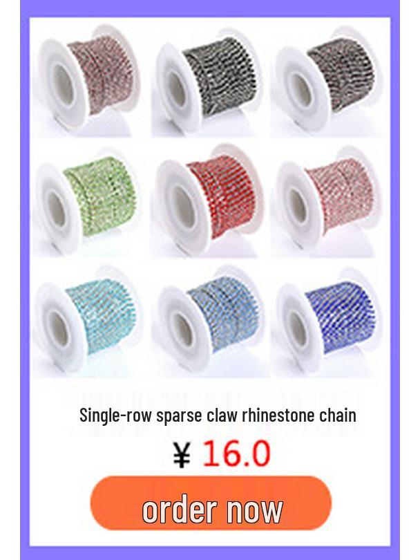 Colorful Rhinestone Claw Chain for Phone Cases, Nail Art, Apparel, & Wedding Dress Accessories