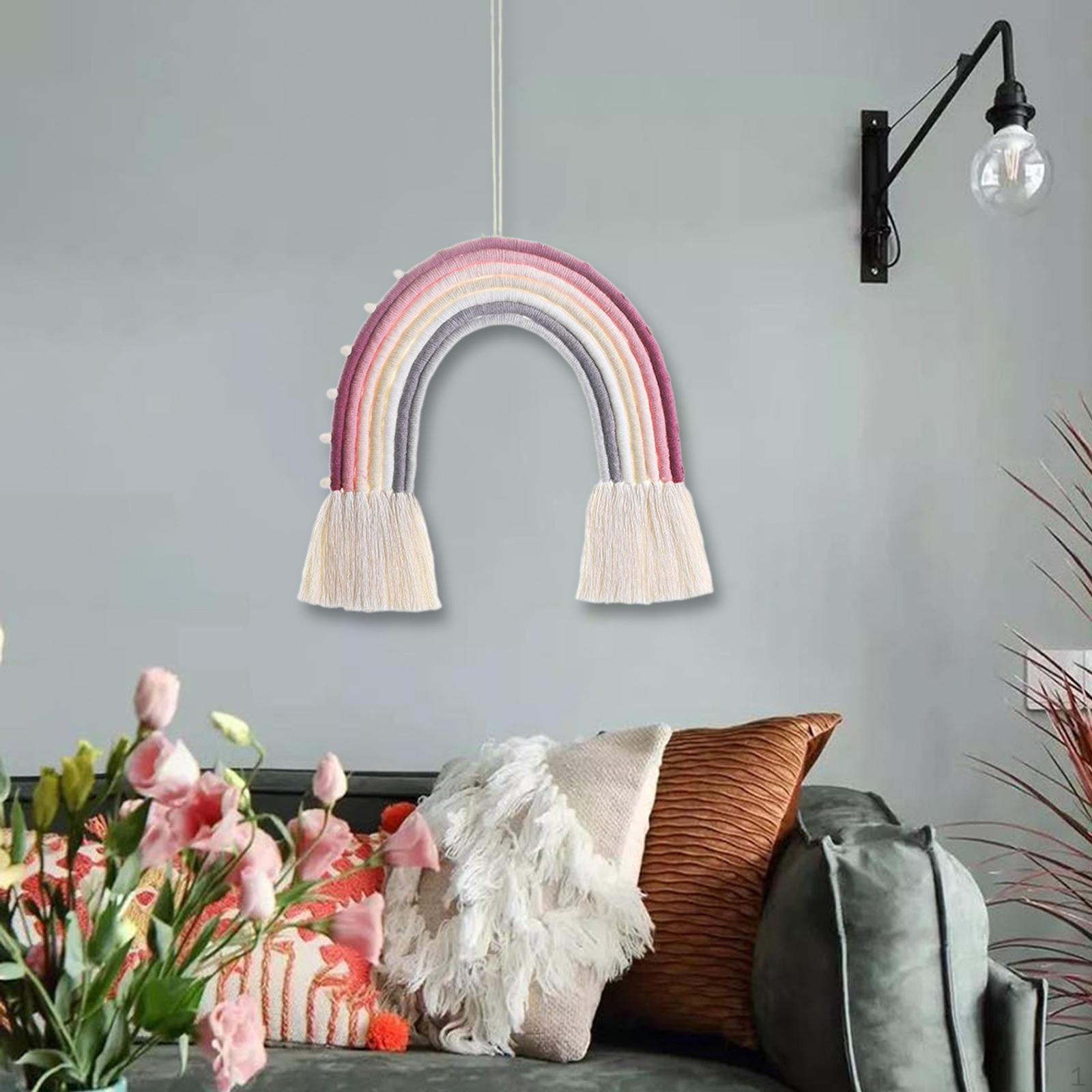 

Гобелен макраме настенный декор в стиле бохо современная вешалка ручной работы для дома розовый