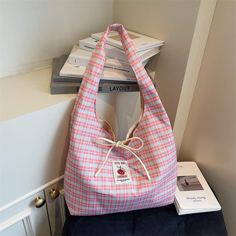 

Cartoon Tomato Label Plaid Vest Bag Large Capacity Summer New Backpack Fashion Versatile Shoulder Bag розовый