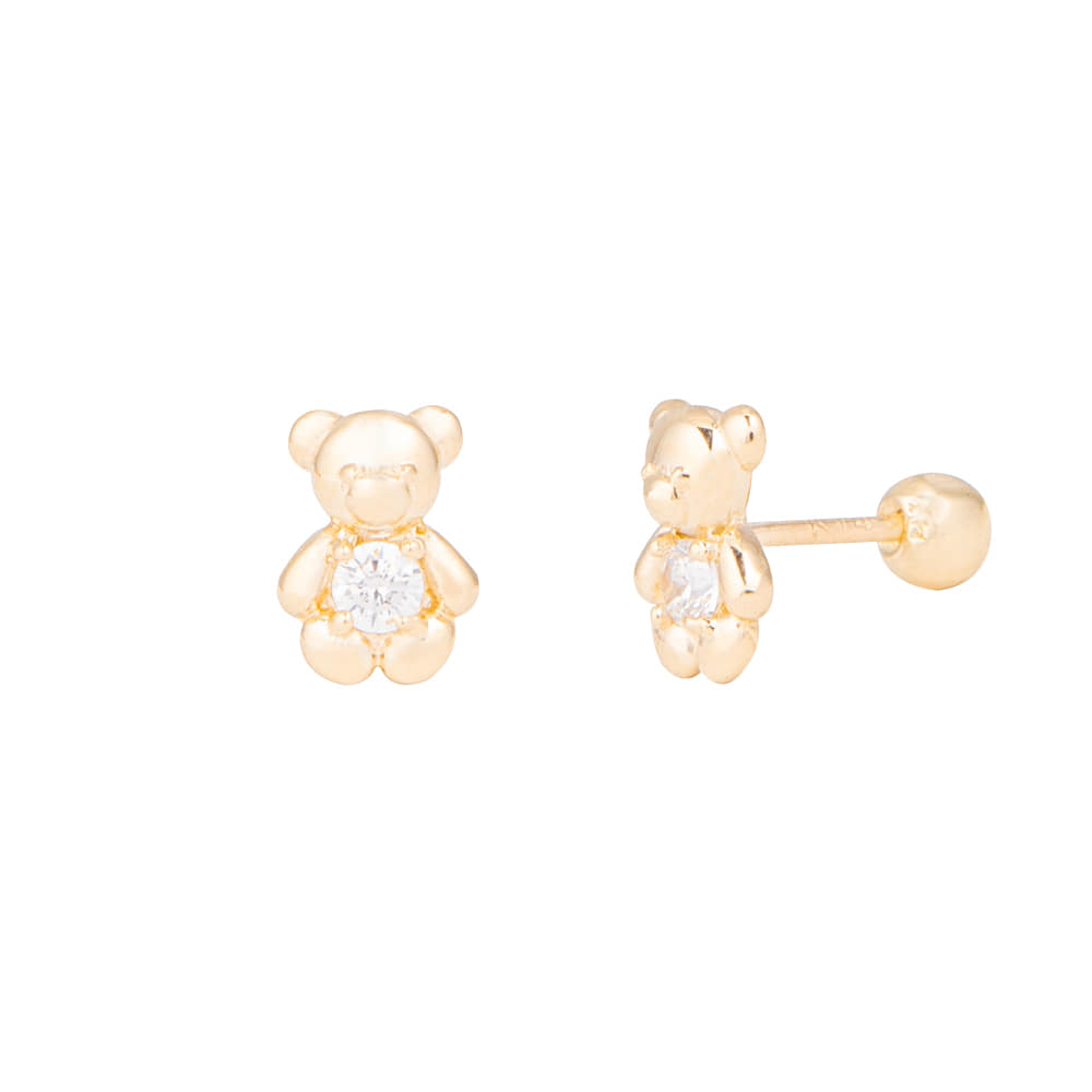Lunne 14K Teddy Bear Stone Piercing (14K Gold) #E03