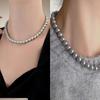 Women's Gray Pearl Simple 5 Size Necklace