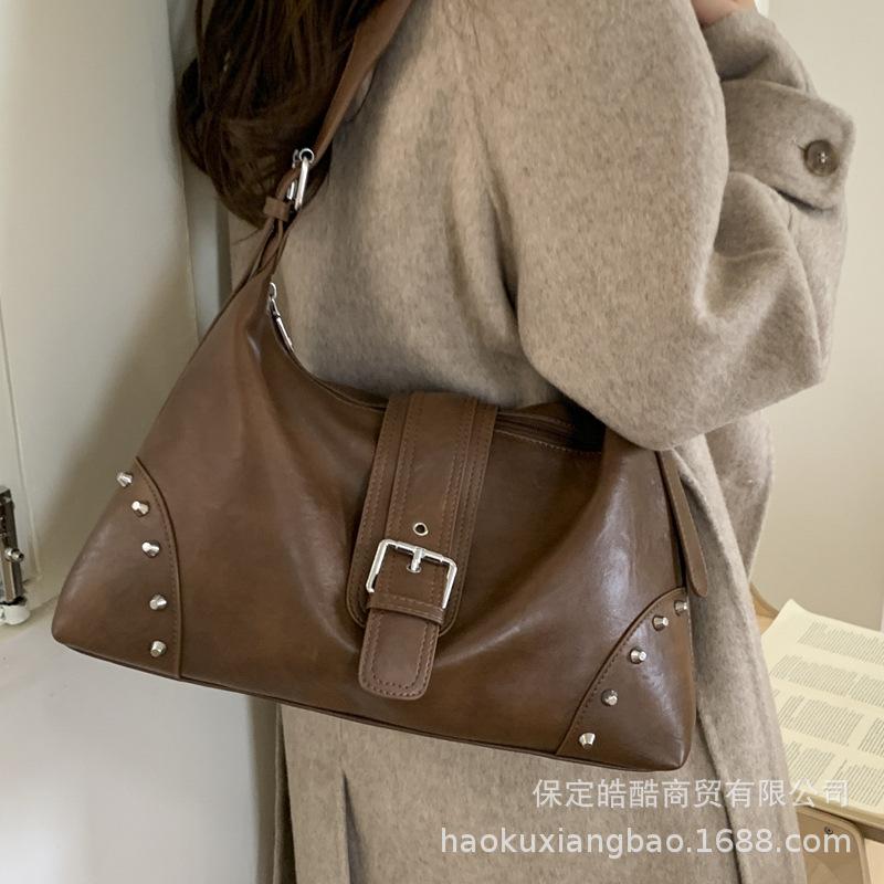Premium texture bag women's large capacity 2025 new casual fashion retro shoulder messenger bag niche dumpling bag