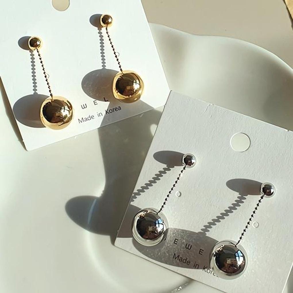 Women's Daily Metal Line Ball Long Earrings