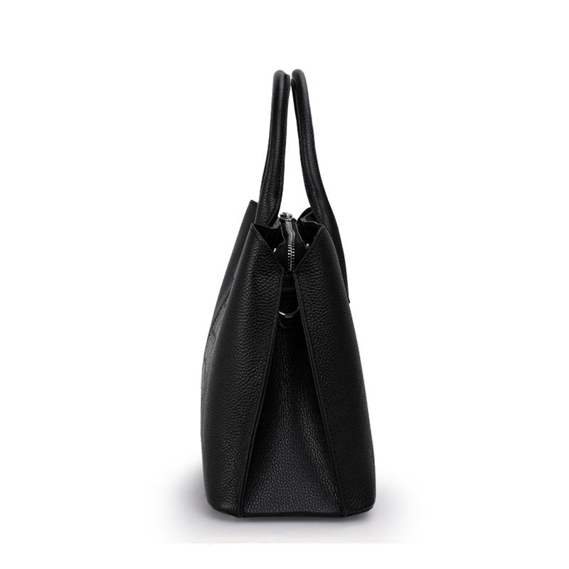 Nya väskor i äkta läder för kvinnor av hög kvalitet äkta läder lyx designer toteväska svart kvinnlig