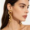 Exaggerated Metal Twisted Spiral Drop Earrings For Women Vintage Gold Color Irregular Curved Dangle Earrings Jewelry Accessories