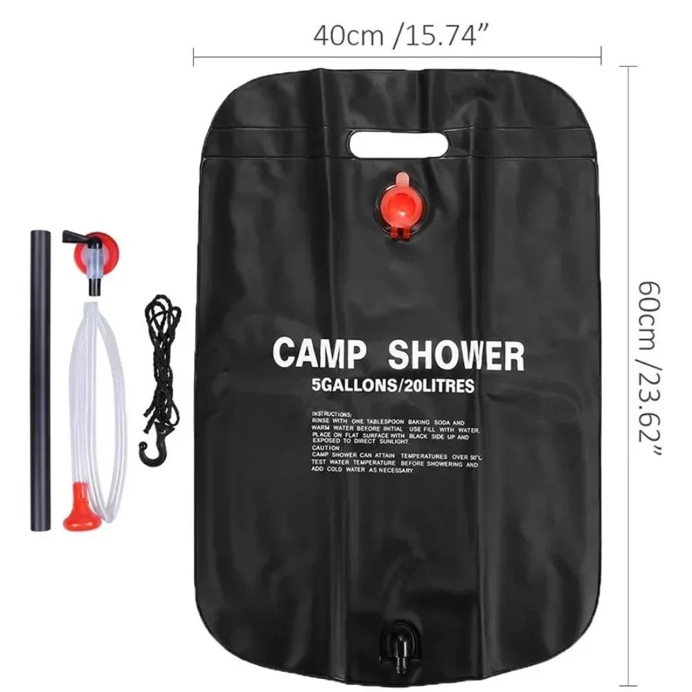 20L Outdoor Shower Bags Foldable Solar Shower Bag Outdoor Bath Water Bag Camping Sun Compact Heated Water Shower Bags Scrubbi