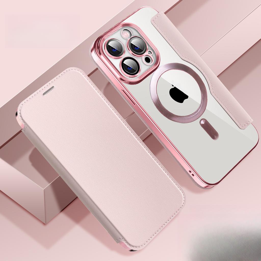 Applicable To IPhone16E Gold Shield Electroplated Magnetic Leather Case Mobile Phone Case Apple 15 Flip Cover 14p Full Cover Anti-fall Protection