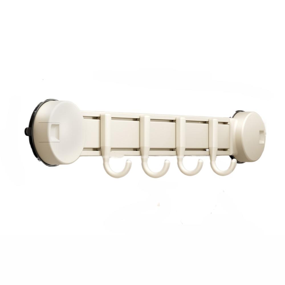 

4/5/6 Hooks Suction Cup Hooks Simple Door Hanging Clothes Hook Robe Coat Hangers for Home Beige-4 Hooks
