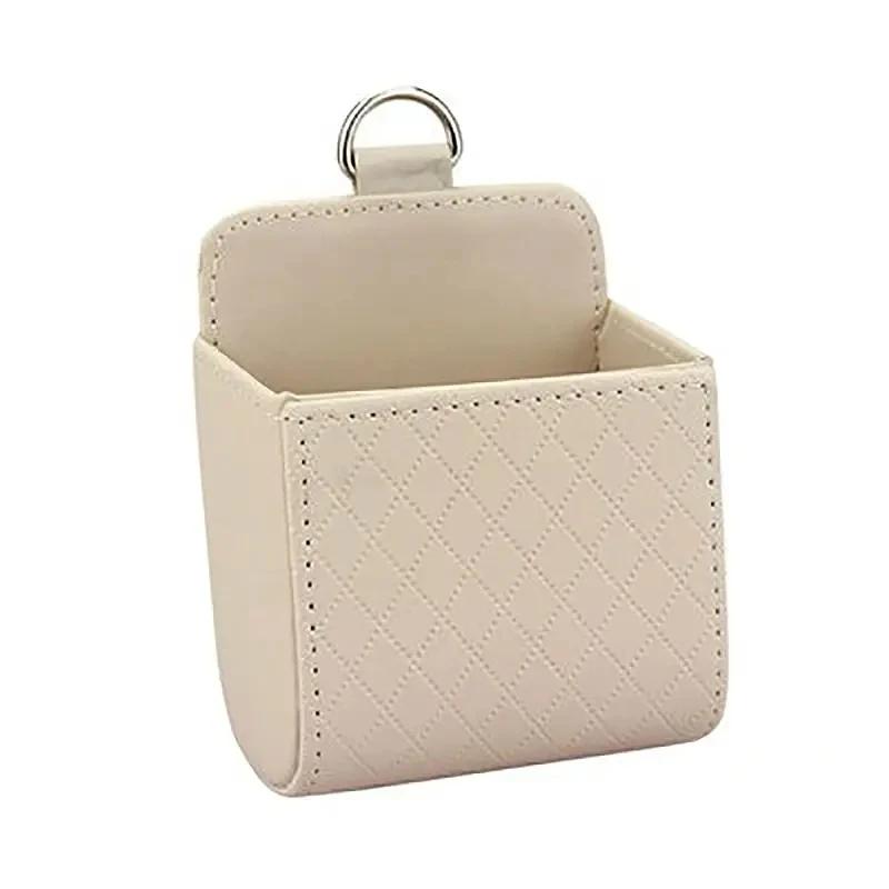 Car Air Vent Hanging Storage Box & Phone Bag, PU Leather Car Phone Holder for Interior Accessories