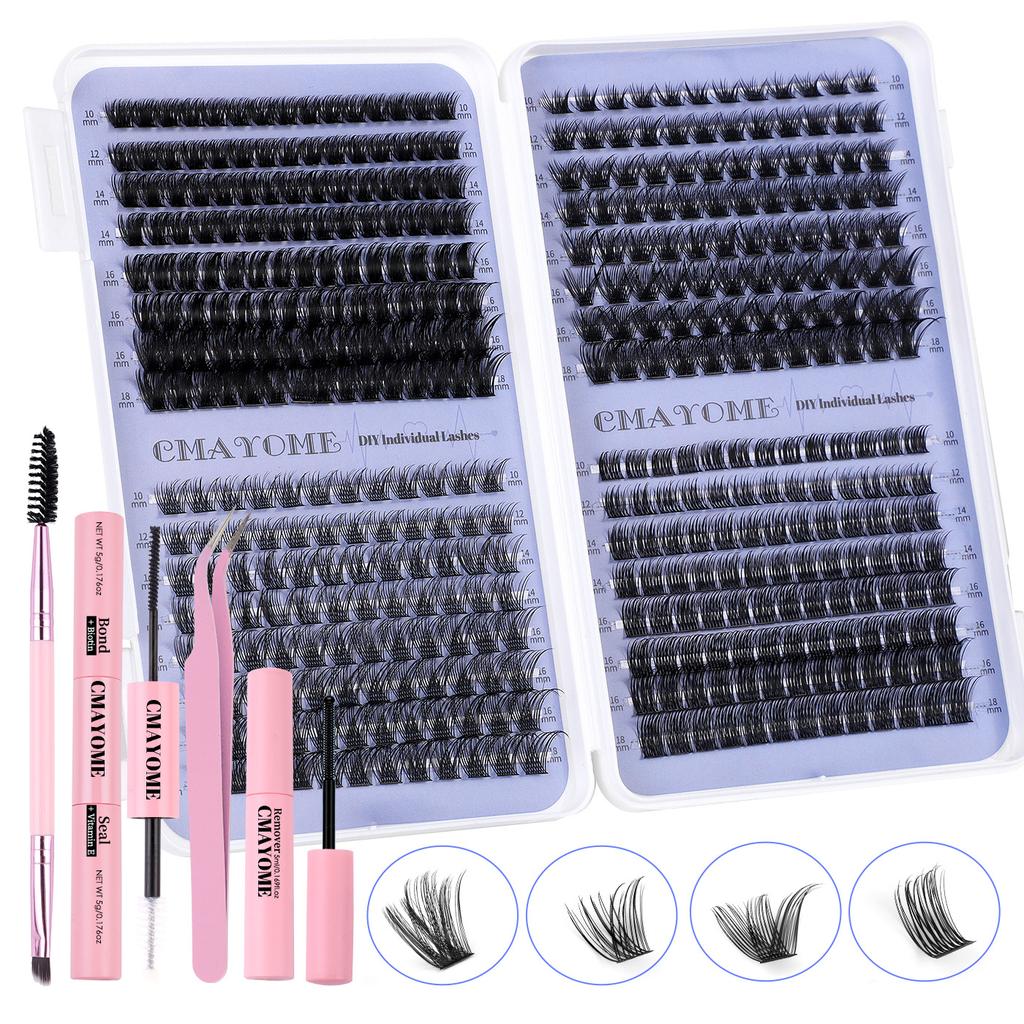Diy False Eyelashes Extended Lashes 416 Single Clusters 10-18Mm Thick Eyelashes