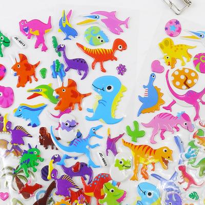10 listů/sada 3D samolepky dinosaurů Hračky Domácí dekorace Kreslená samolepka Scrapbooking Notebook Diary Label