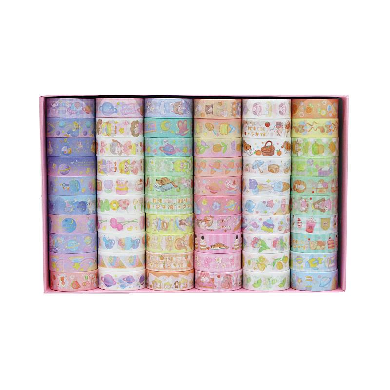 60 Rolls Cartoon Decorative Materials Cute Children's Stationery Handwritten Notebook Tape