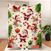 Merry Christmas Blanket Christmas Tree Gingerbread Man Red Flannel Blanket for New Year Christmas Gift for Family Nana Mon Dad