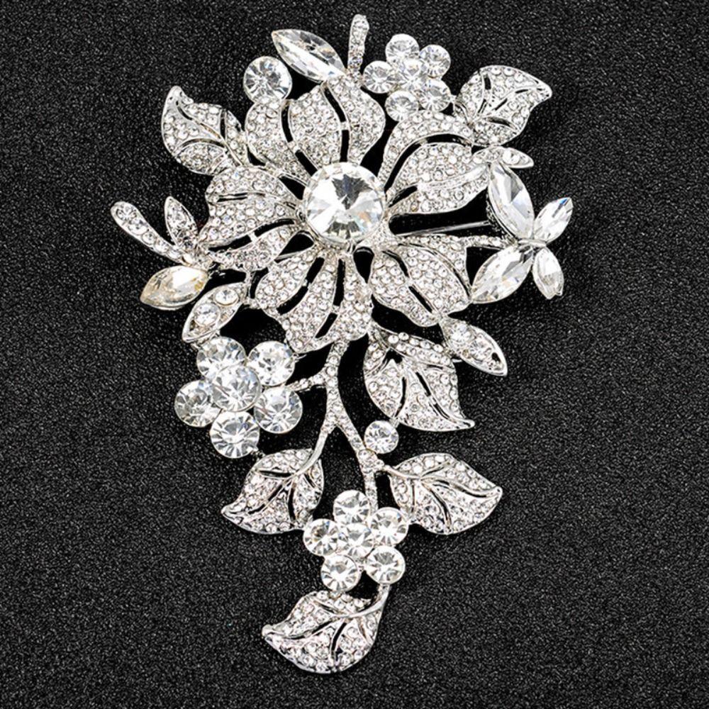 Vintage Luxus Anstecknadel Corsage Schmuckstück Metall Strass Brosche Exquisite Kristall Blume Brosche Anzug