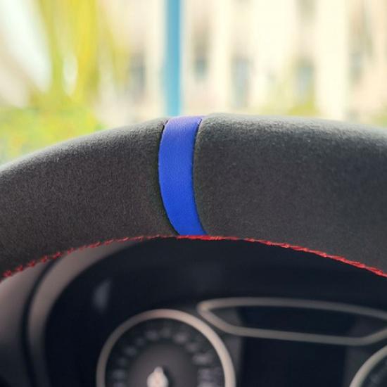 Suede Blue-strip Steering Wheel Leather Cover For BMW X5 F15 2014 2015 2016-2018