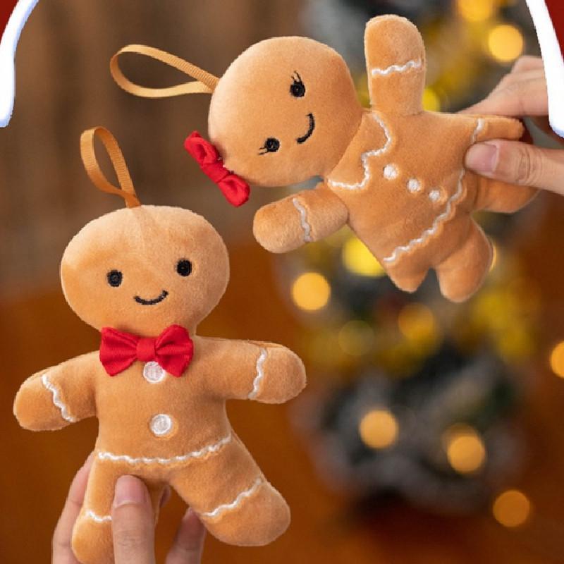 Christmas Man Gingerbread Pendant Plush Toy Doll Holiday Decor Keychain Couple