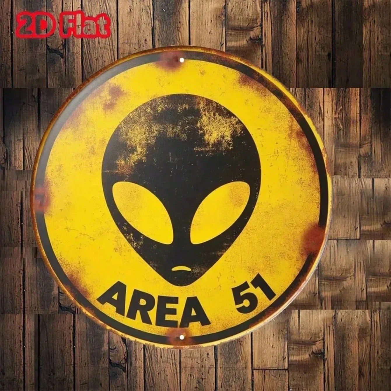 

UFO Alien Metal Sign Area 51 Vintage Wall Art Space Decor різнокольоровий