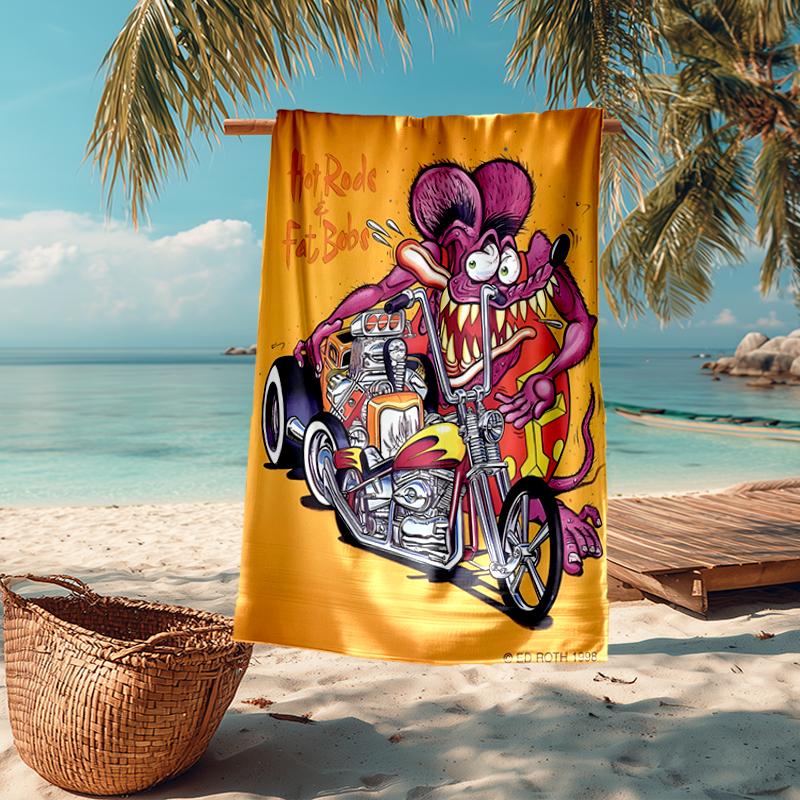 Rat Fink Power Fashion Beach Towel: Ideal for Summer Adventures Soft, absorbent and quick drying suitable for swimming and bathing