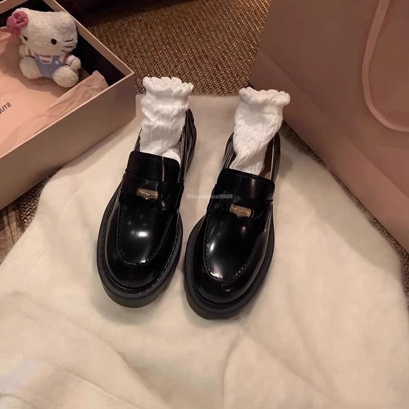 Hong Kong Genuine Leather Platform Heightening Loafers Women's 2025 Spring and Autumn New Round Head One-pedal British Small Leather Shoes Single Shoe