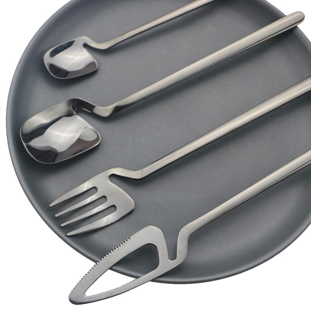 Colorful Hangable Cutlery Set Stainless Steel Creative Dinnerware Coffee Spoon Dinner Tableware Bar Silverware Set Kitchen Flatware