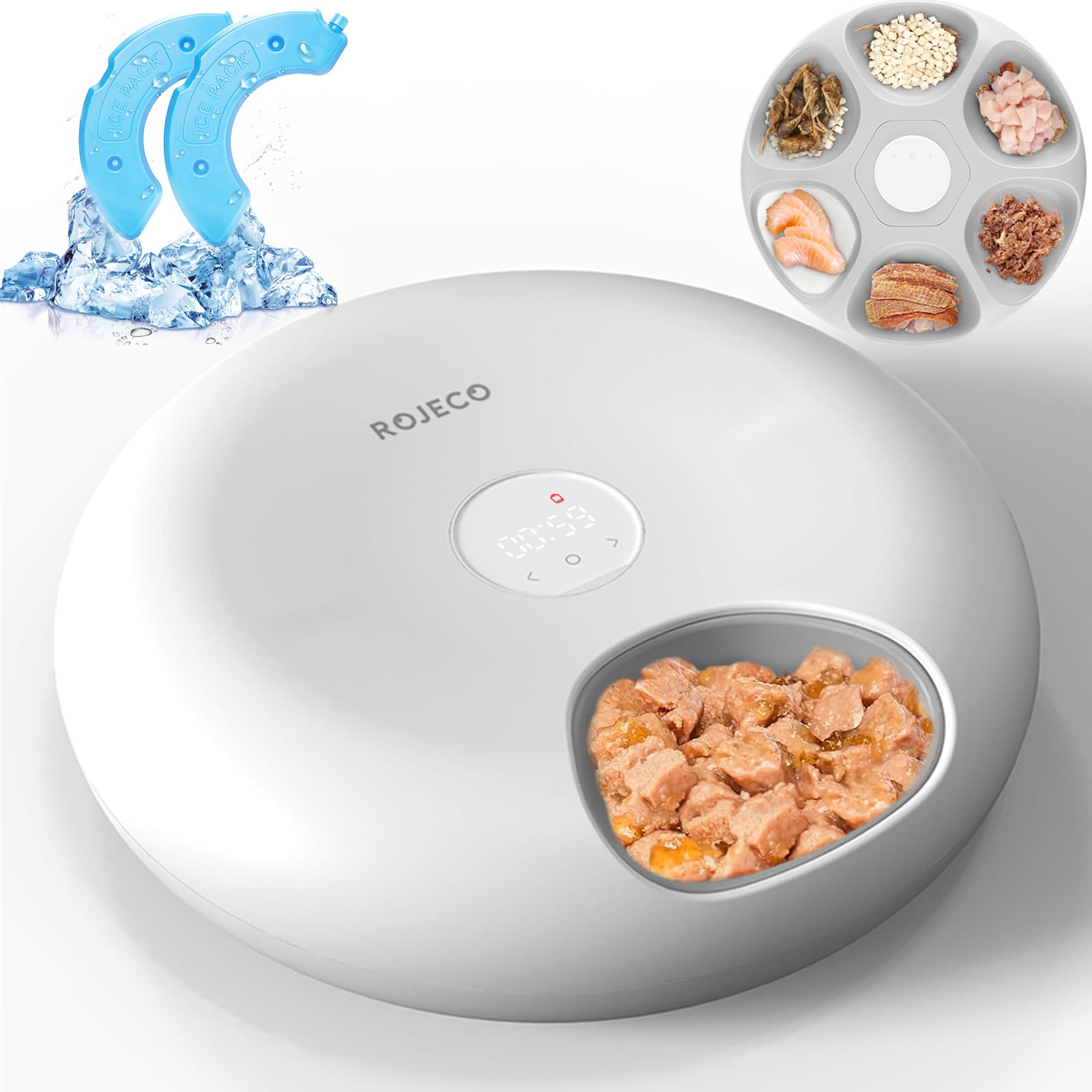 

продукт рекомендован холодным хранением и свежестью ROJECO автоматический влажный автоматический USB без батареек беспроводной консервированный ручной работы собака поставляется с пакетом льда белый