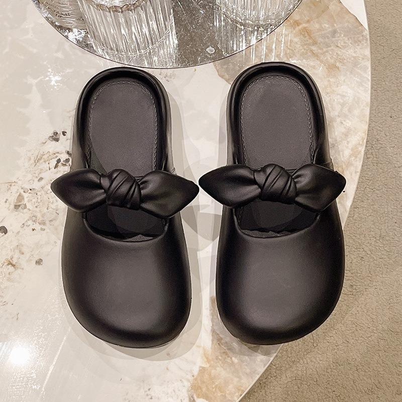 Baotou slippers women's summer new bow fashion cool slippers soft bottom non-slip half-drag outer wear