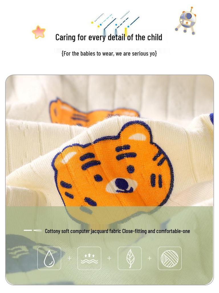 2023 Kids' Long-Sleeve Cotton Pajama Set - Boys & Girls Autumn Wear with Double-Layer Pants