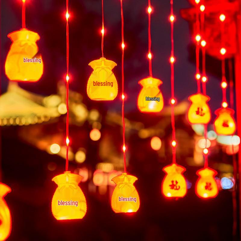 Spring Festival Red Lantern String Lights for Home, Balcony & Courtyard Decorations